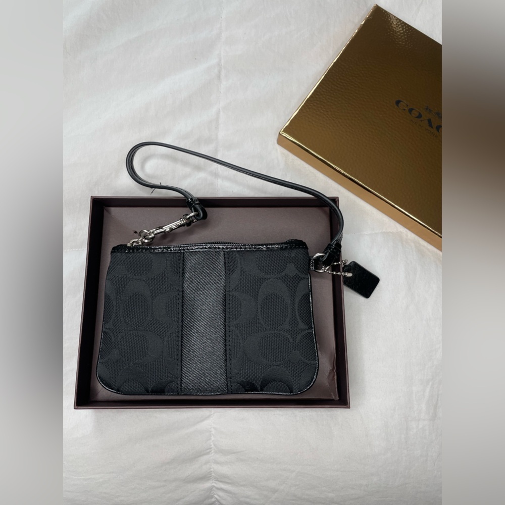 COACH 12cm signature small wristlet wallet black jacquard pattern - Picture 4 of 7